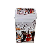 Ведро для мусора "Камелия" №3 декор "Кафе" 18 л с качающейся крышкой