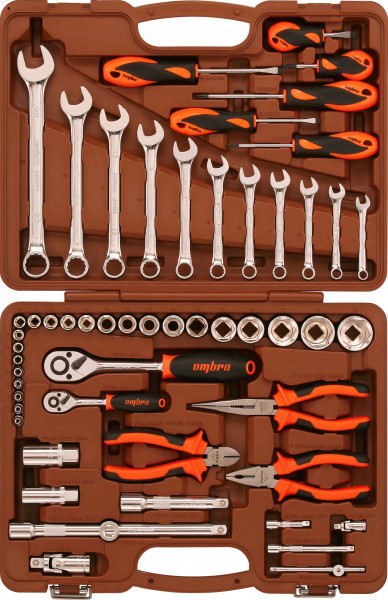 Набор инструмента универсальный 1/4", 1/2"DR, 55 предметов Ombra OMT55S