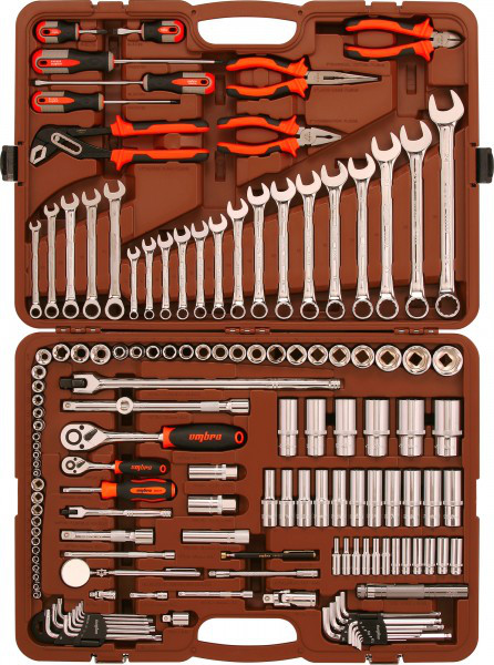 Набор инструмента универсальный 1/4", 3/8" и 1/2"DR, 141 предмет Ombra OMT141S