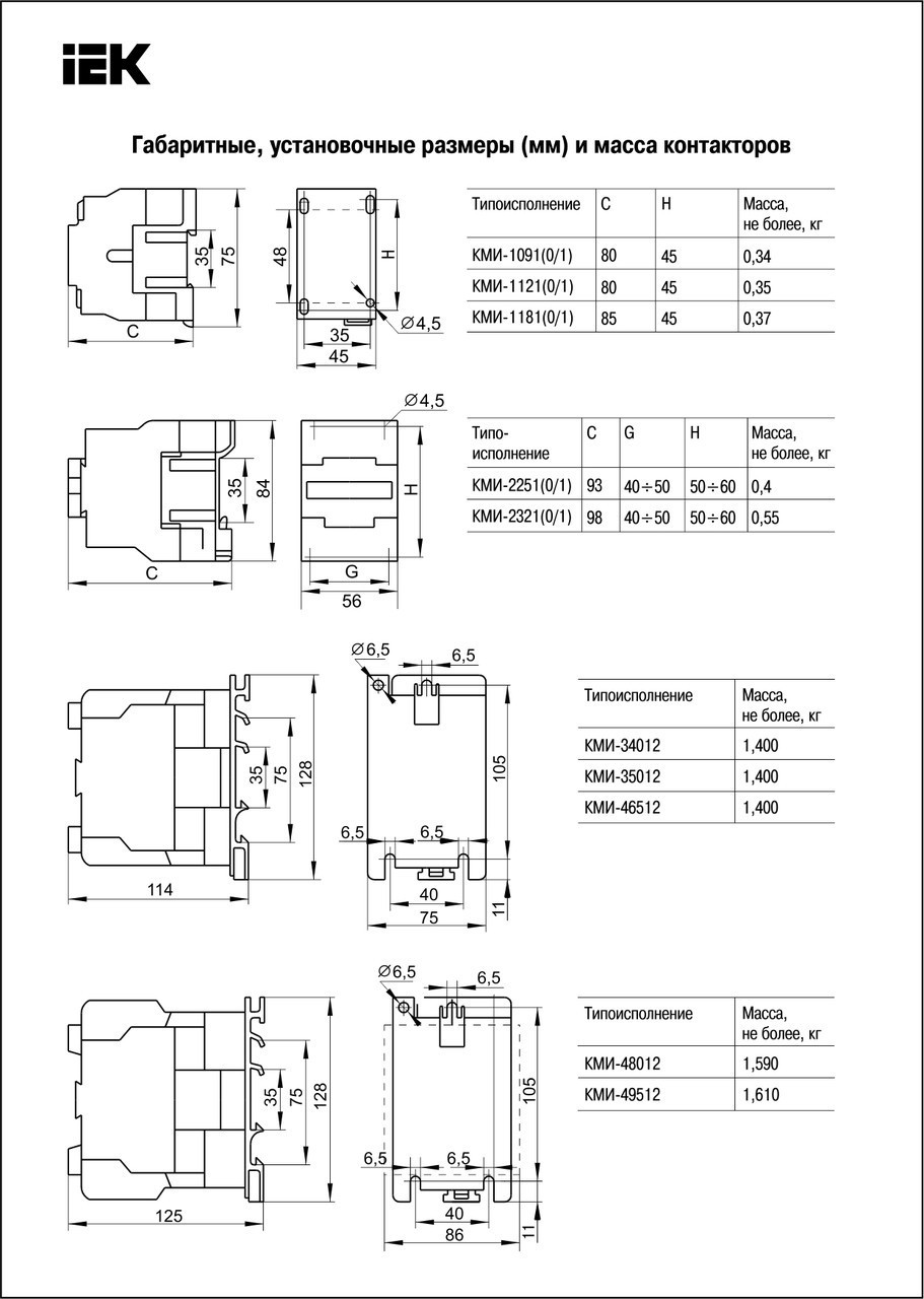 Контактор КМИ-11210 12А 230В/АС3 1НО ИЭК - фото 2 - id-p3220482