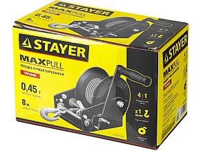 Лебедка ручная барабанная STAYER "MASTER", тяговая, тросовая, 0,45т, 8м, фото 2