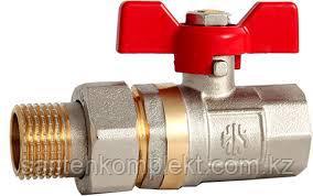 Кран шаровой латунный американка/с накидной гайкой (вода) Ду 15 Ру 25 Россия, фото 1