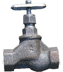 Клапан (вентиль) запорный 15кч18п чугунный муфтовый Ду 32 Ру 16, фото 1