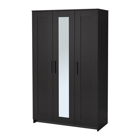 Шкаф 3-дверный БРИМНЭС черный 117x190 см ИКЕА, IKEA, фото 2