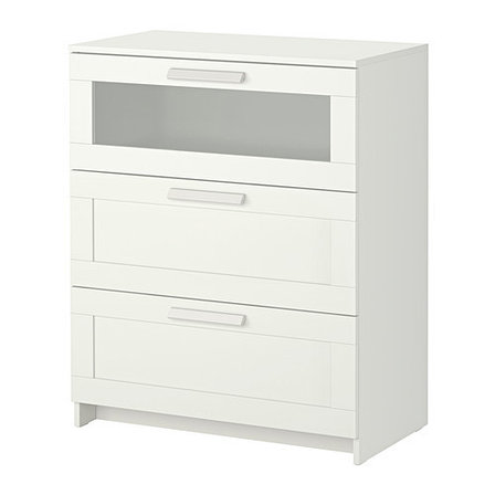 Комод с 3 ящиками БРИМНЭС белый 78x95 см ИКЕА, IKEA, фото 2