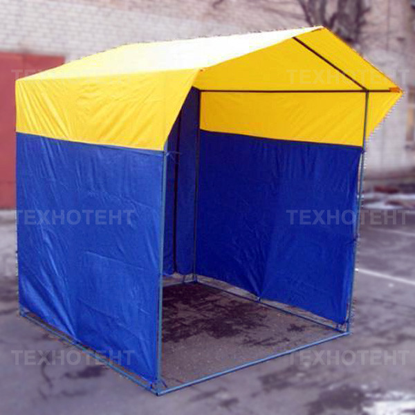 Палатка торговая разборная «Домик» 2x2 м из квадратной трубы желто-синяя