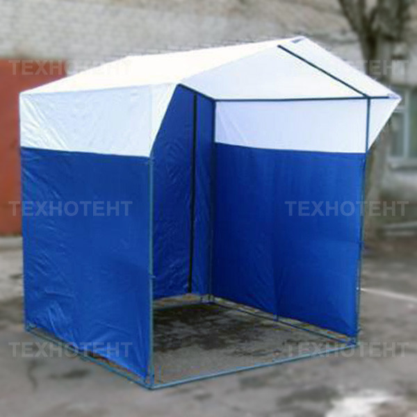 Палатка торговая разборная «Домик» 2x2 м из квадратной трубы бело-синяя