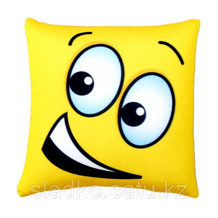 Стильная подушка квадратная желтый смайлик 40 см габардин - фото 1 - id-p51845558