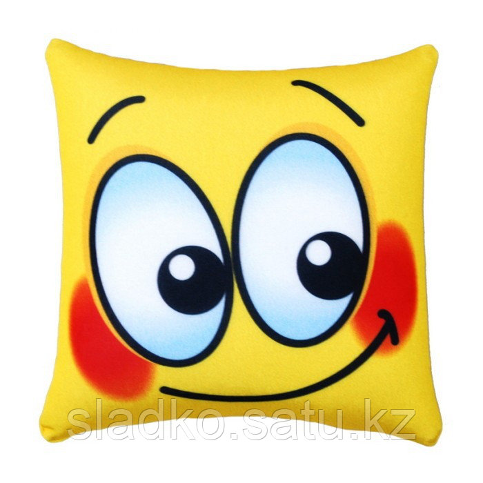 Стильная подушка квадратная желтый смайлик 40 см габардин - фото 2 - id-p51845558