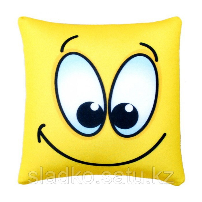 Стильная подушка квадратная желтый смайлик 40 см габардин - фото 3 - id-p51845558