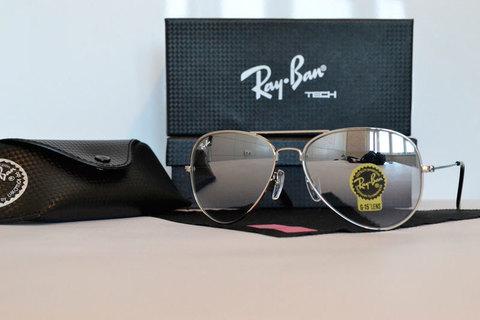 Очки солнцезащитные Aviator Ray-Ban (Золотистая оправа/серо-голубые линзы) - фото 9 - id-p51894290