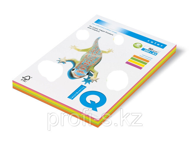 Бумага ксероксная "IQ COLOR" mixed неон,4цв., А4,200л, 80г