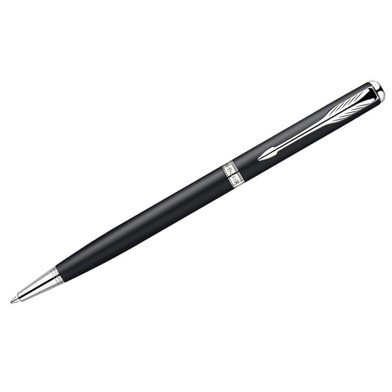 Ручка шариковая Parker "Sonnet Matte Black СT Slim" черная, 1,0мм, поворот., подар. уп.