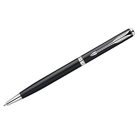 Ручка шариковая Parker "Sonnet Matte Black СT Slim" черная, 1,0мм, поворот., подар. уп.