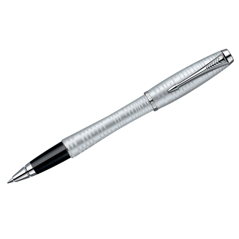 Ручка-роллер Parker "Urban Premium Silver-Blue Pearl CT" черная, 0,8мм, подар. уп.