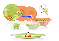 Столовый сервиз Luminarc Pop Flowers Mix Green&Orange 46 предметов на 6 персон