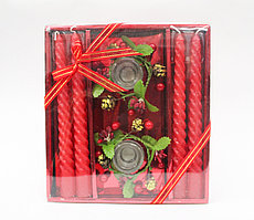 Свечи с подсвечниками в подарочной упаковке, 4 шт., красные