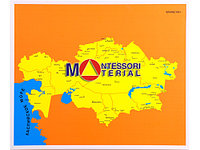 Контурная карта Казахстана цветная (50*60 см.) в пластиковой рамке