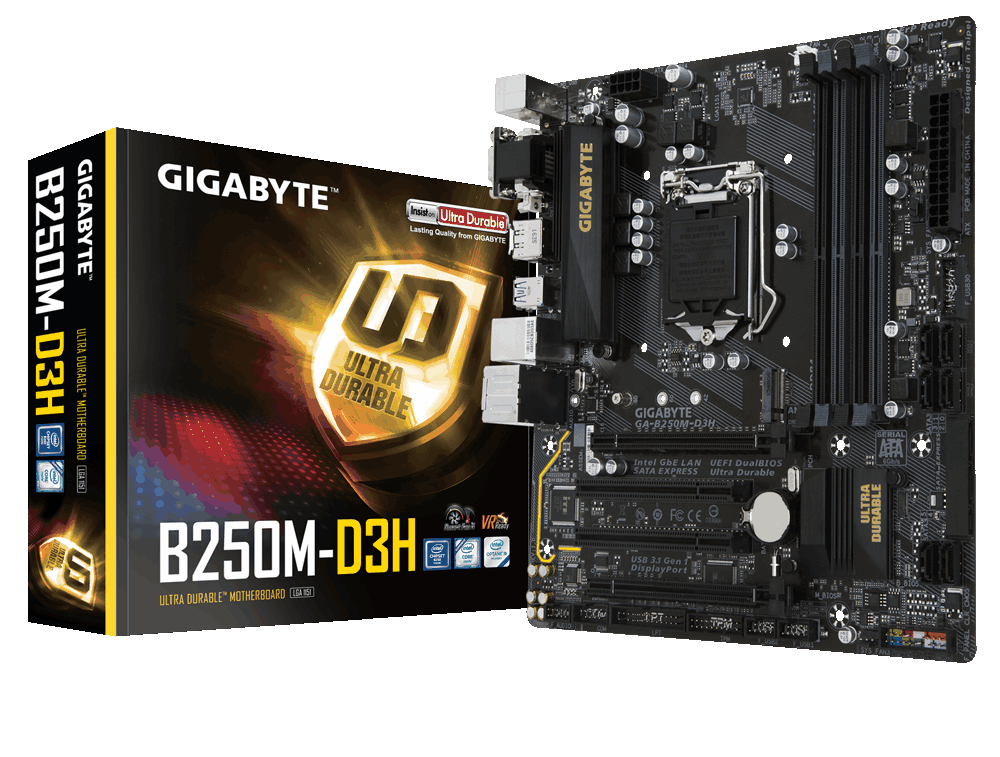 Сист. плата Gigabyte GA-B250M-D3H, B250, S1151, 4xDIMM DDR4