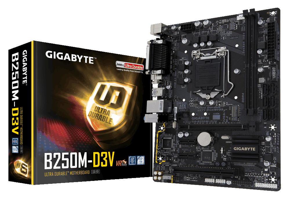 Сист. плата Gigabyte GA-B250M-D3V, B250, S1151, 2xDIMM DDR4