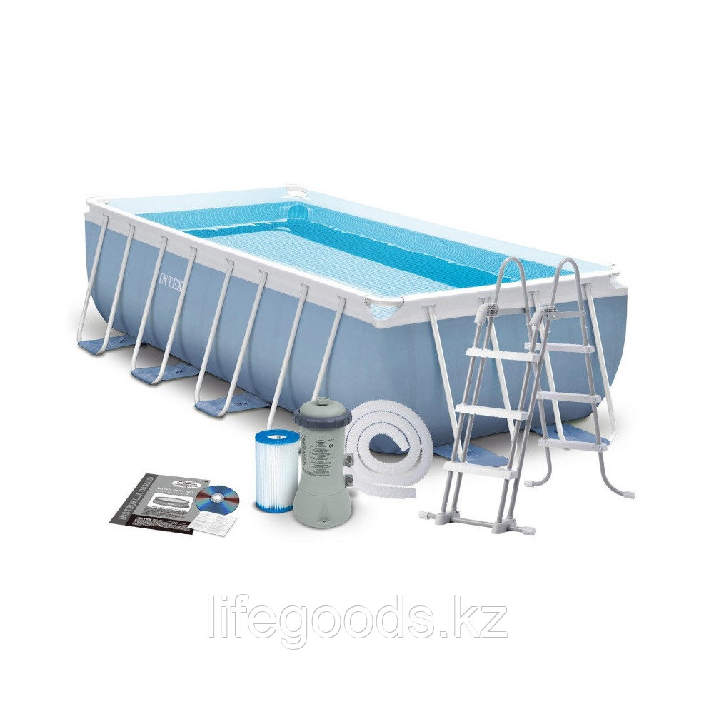 Каркасный бассейн 400x200x100 см, фильтр-насос + лестница, Intex 28316/26788 - фото 3 - id-p52164003