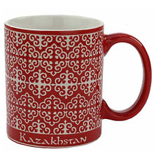 Кружка с изображением казахского национального орнамента, цвет:красный