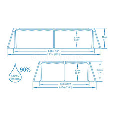 Каркасный бассейн прямоугольный 239х150х58 см, Bestway 56402, фото 2