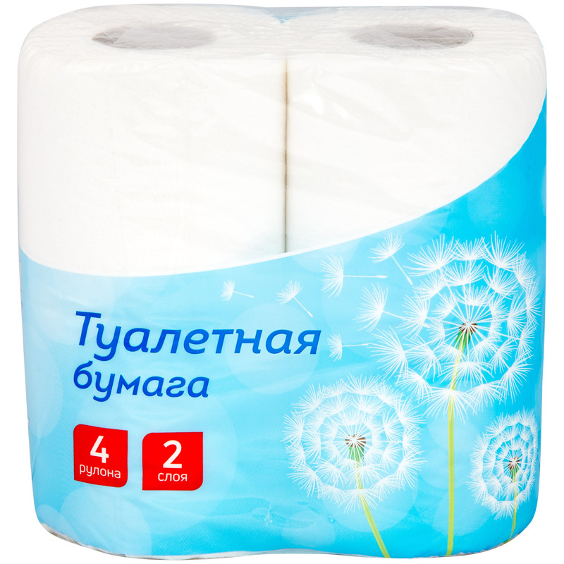 Бумага туалетная OfficeClean 2-х слойн., 4шт., тиснение, белая