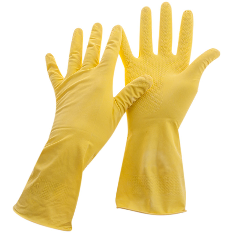 Перчатки резиновые OfficeClean хозяйственные, р.L, желтые, пакет с европодвесом - фото 1 - id-p52184916