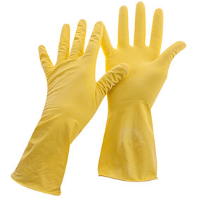 Перчатки резиновые OfficeClean хозяйственные, р.XL, желтые, пакет с европодвесом