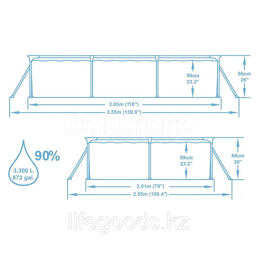 Каркасный бассейн 300х201х66 см, Bestway 56404 - фото 3 - id-p52185046