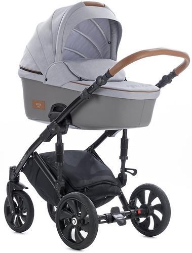 TUTIS Коляска VIVA LIFE 2 в1 короб+прогулка Серебристо серый+Кожа Серый