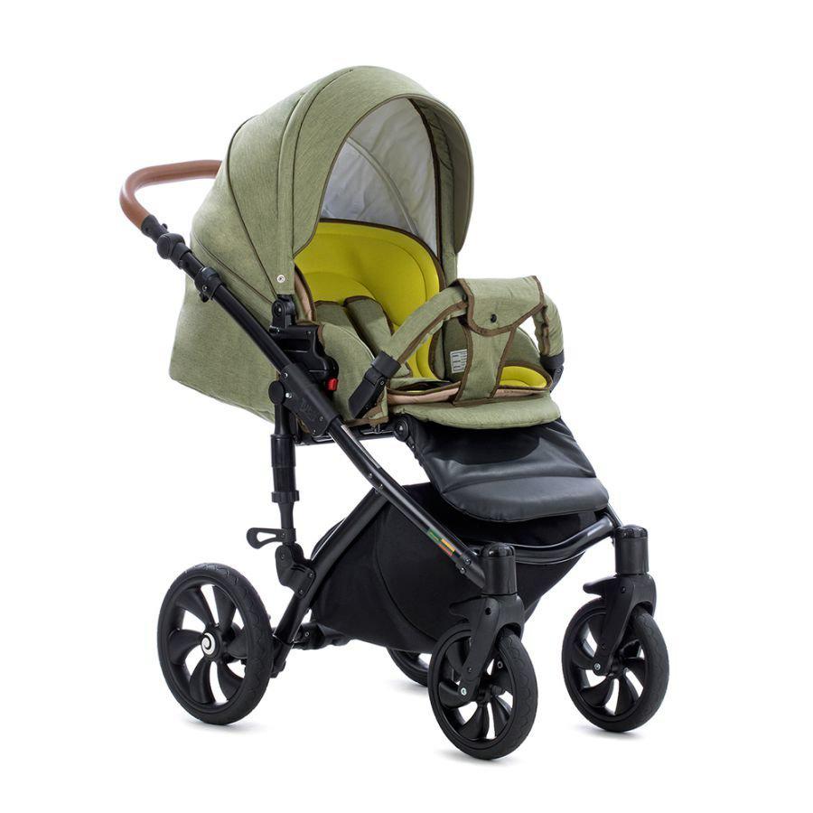 TUTIS Коляска 2 в1 MIMI STYLE короб+прогулка Оливковый Лен + кожа Хаки
