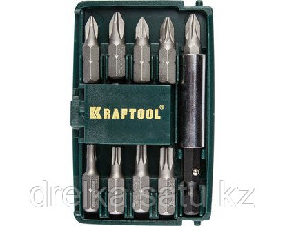 Набор бит для шуруповерта KRAFTOOL 26130-H10, биты с магнитным адаптером в мини бит-боксе, 10 предметов , фото 2