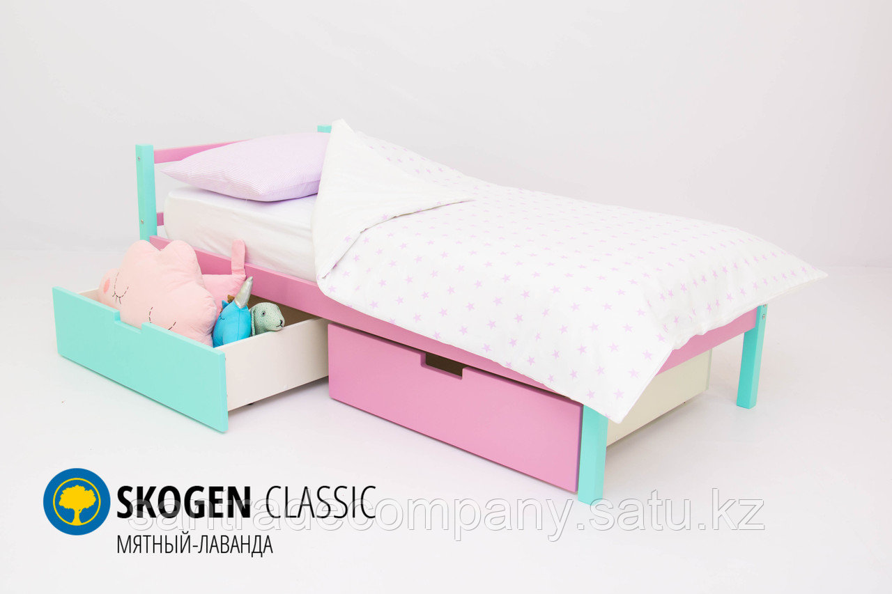 Детская кровать Бельмарко «Skogen classic Мятный-Лаванда»