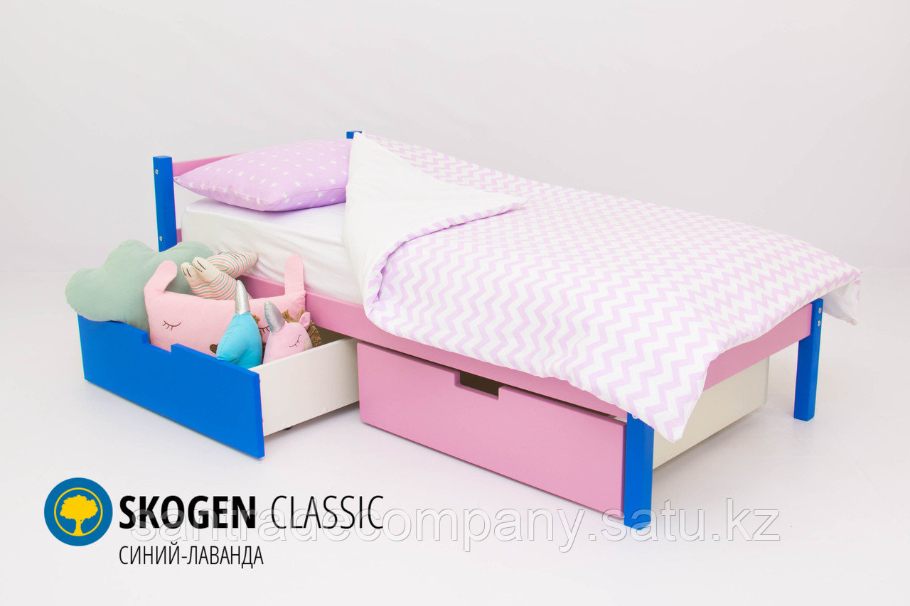 Детская кровать Бельмарко «Skogen classic Синий-Лаванда»
