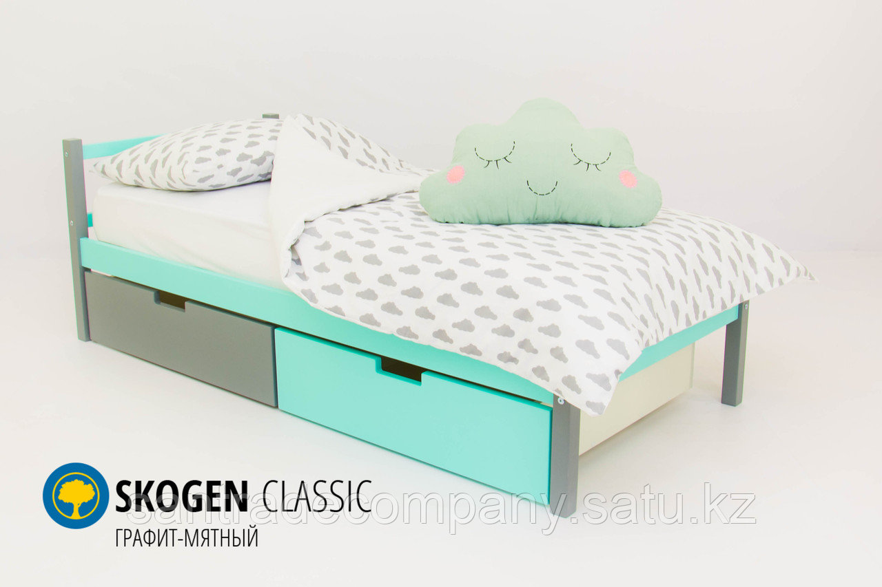 Детская кровать Бельмарко «Skogen classic Графит-Мятный»