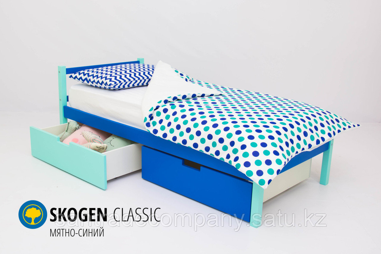 Детская кровать Бельмарко «Skogen classic Мятно-Синий»