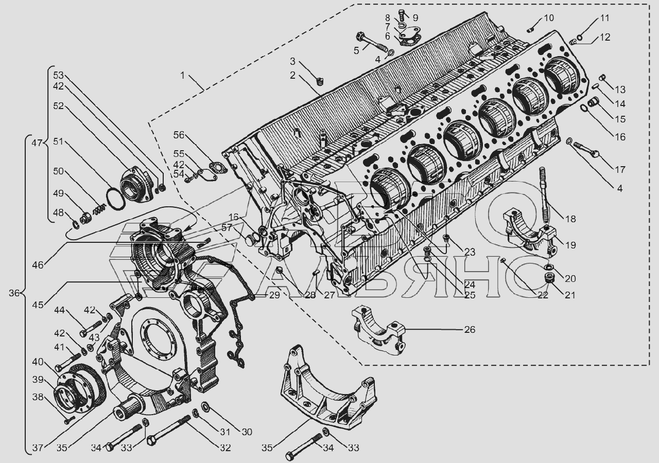 Блок цилиндров двигатель ЯМЗ 238(вафл)