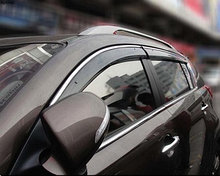 Ветровики/Дефлекторы окон c хромированным молдингом на Hyundai Santa Fe/Хендай сента фе 2012 -
