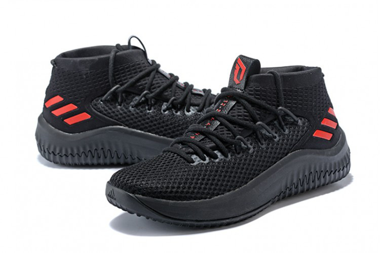 Кроссовки баскетбольные Adidas Dame 4 Low Black Red - фото 4 - id-p52365106