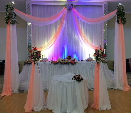 Оформление свадьбы в персиковом цвете в зале Princess Hall