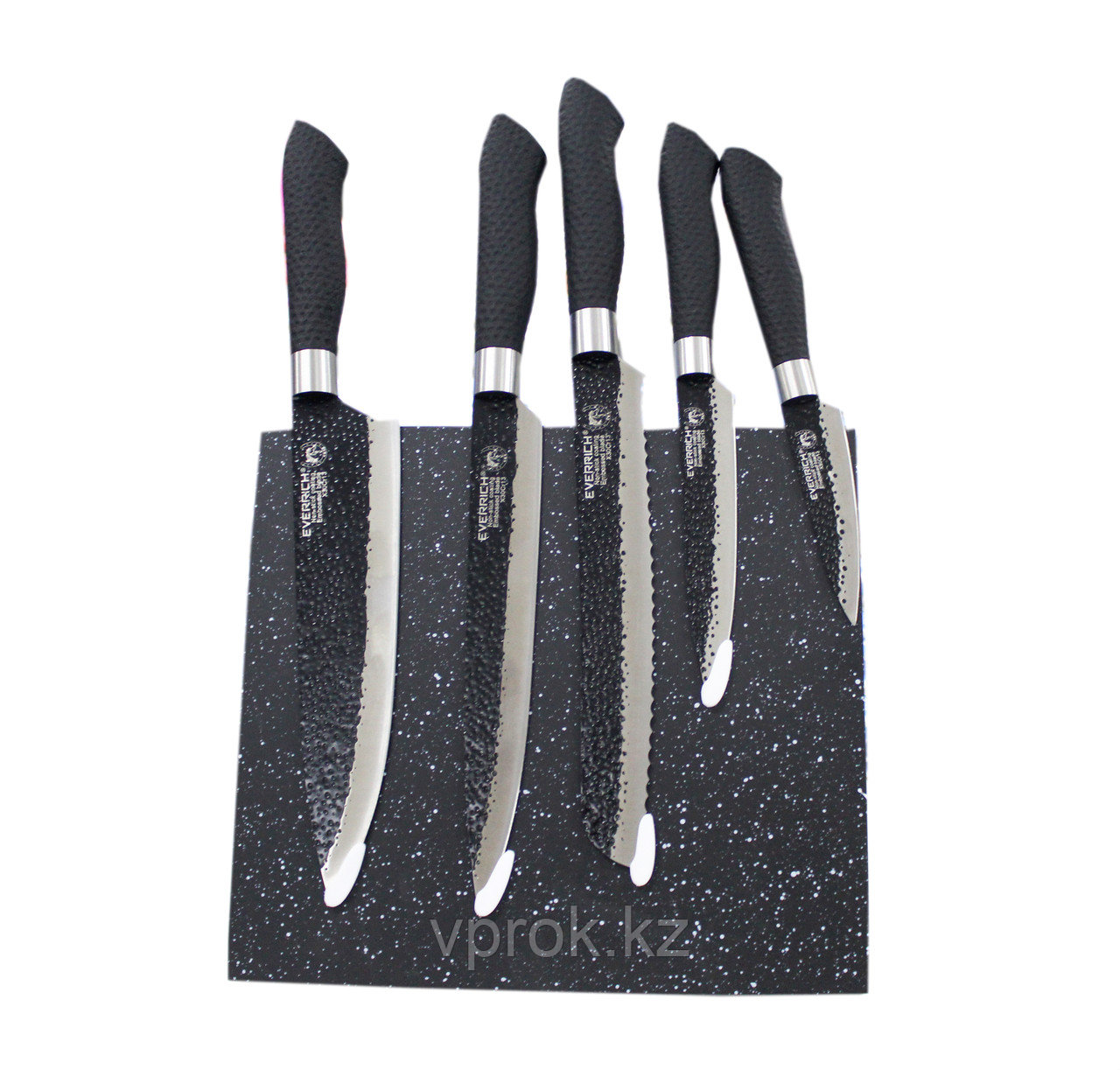 Набор черных ножей "Everrich" с магнитной подставкой - фото 1 - id-p52384436