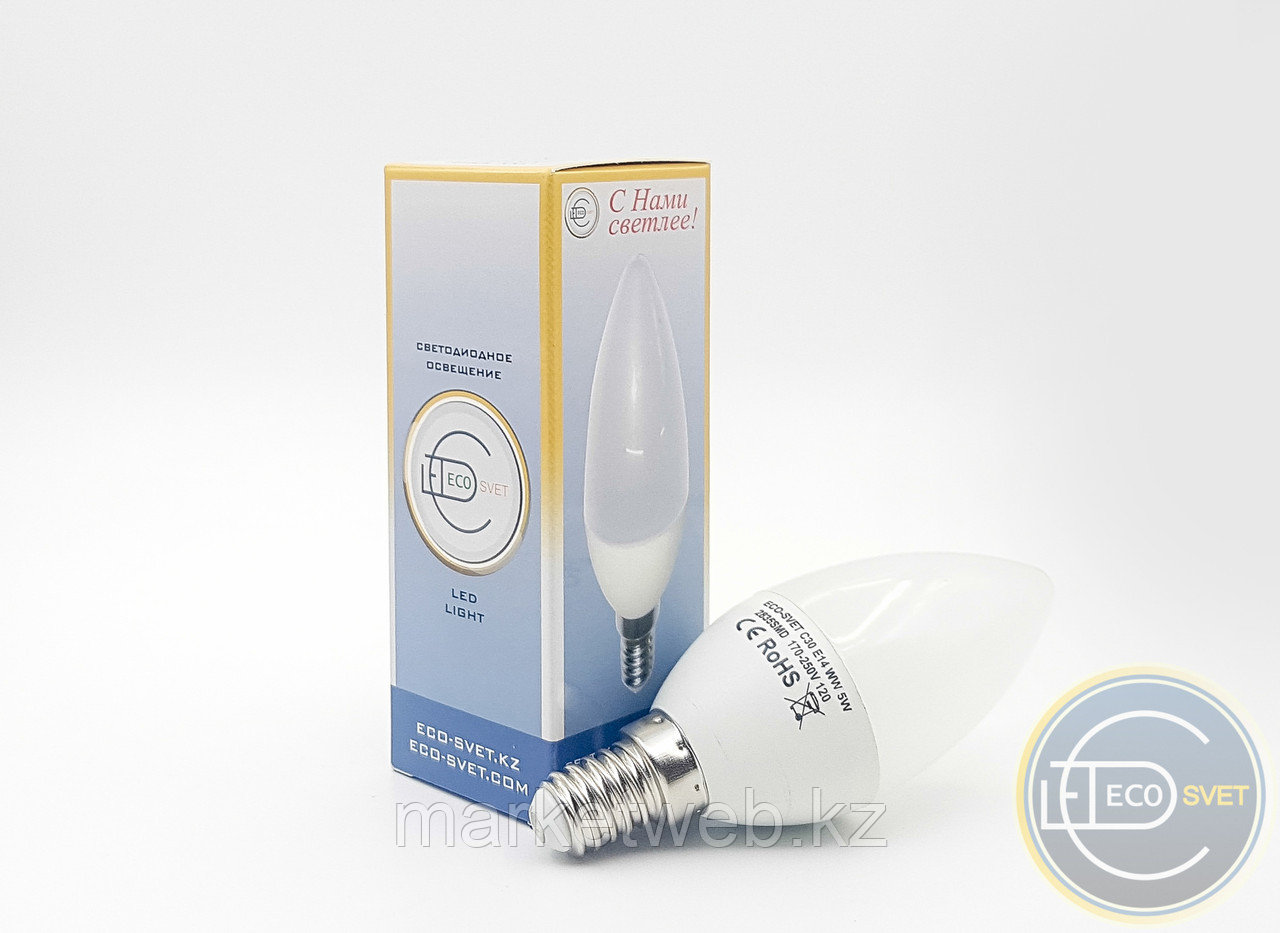 Светодиодная LED ЛЕД лампа C30 6W E14 цена