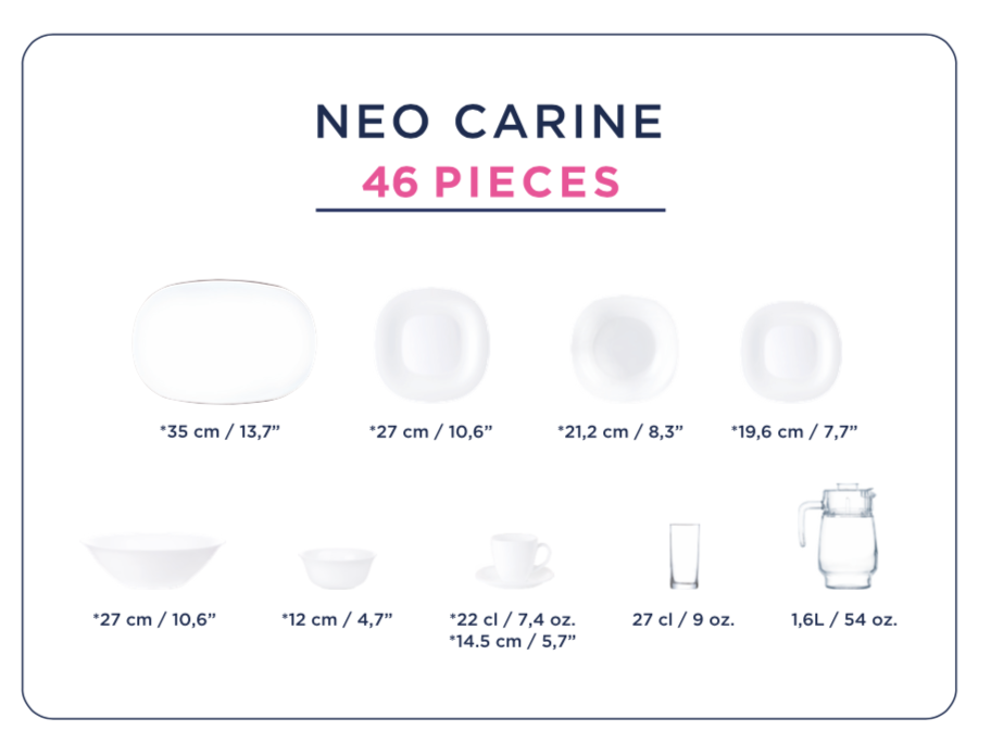 Столовый сервиз Luminarc Neo Carine White 46 предметов на 6 персон (N4781) - фото 4 - id-p52409142