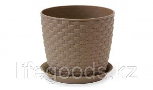 Кашпо РОТАНГ 3л с поддоном бежевый М3082