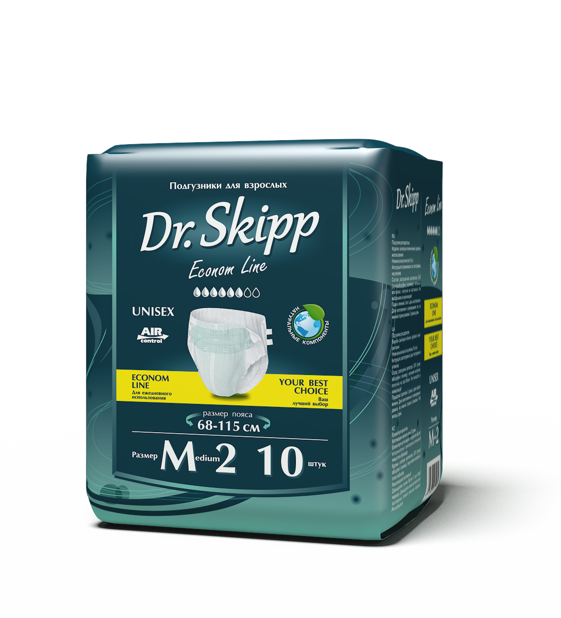 Подгузники для взрослых Dr. Skipp Econom Line M-2 (10 шт в упаковке) - фото 1 - id-p52410189