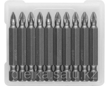 Биты ЗУБР для шуруповерта, кованые, хромомолибденовая сталь, тип хвостовика E 1/4, 50 мм, 10 шт. 