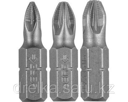 Набор бит для шуруповерта ЗУБР 26009-PZ-H3, биты кованые, хромомолибденовая сталь, тип хвостовика C 1/4, 25 мм