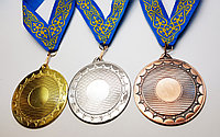Медаль металлическая серебро с лентой